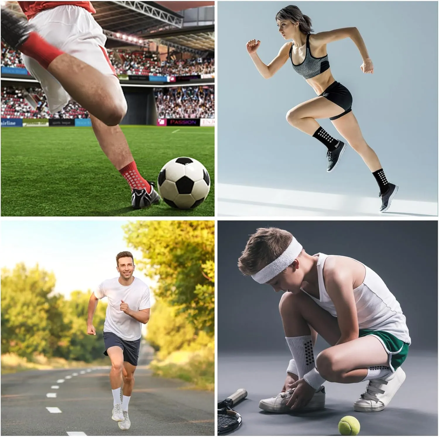 2/4/6 Pairs Men's Soccer Socks Grip Pads Non Slip Football Baseball Soccer Socks for Men Women