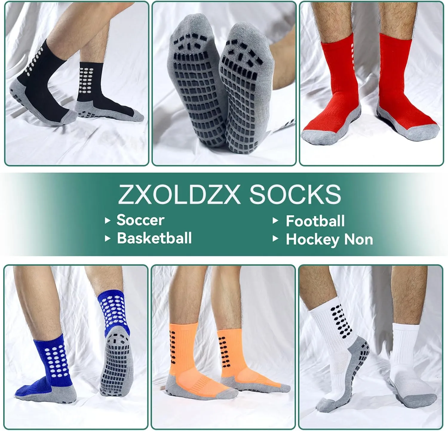 2/4/6 Pairs Men's Soccer Socks Grip Pads Non Slip Football Baseball Soccer Socks for Men Women