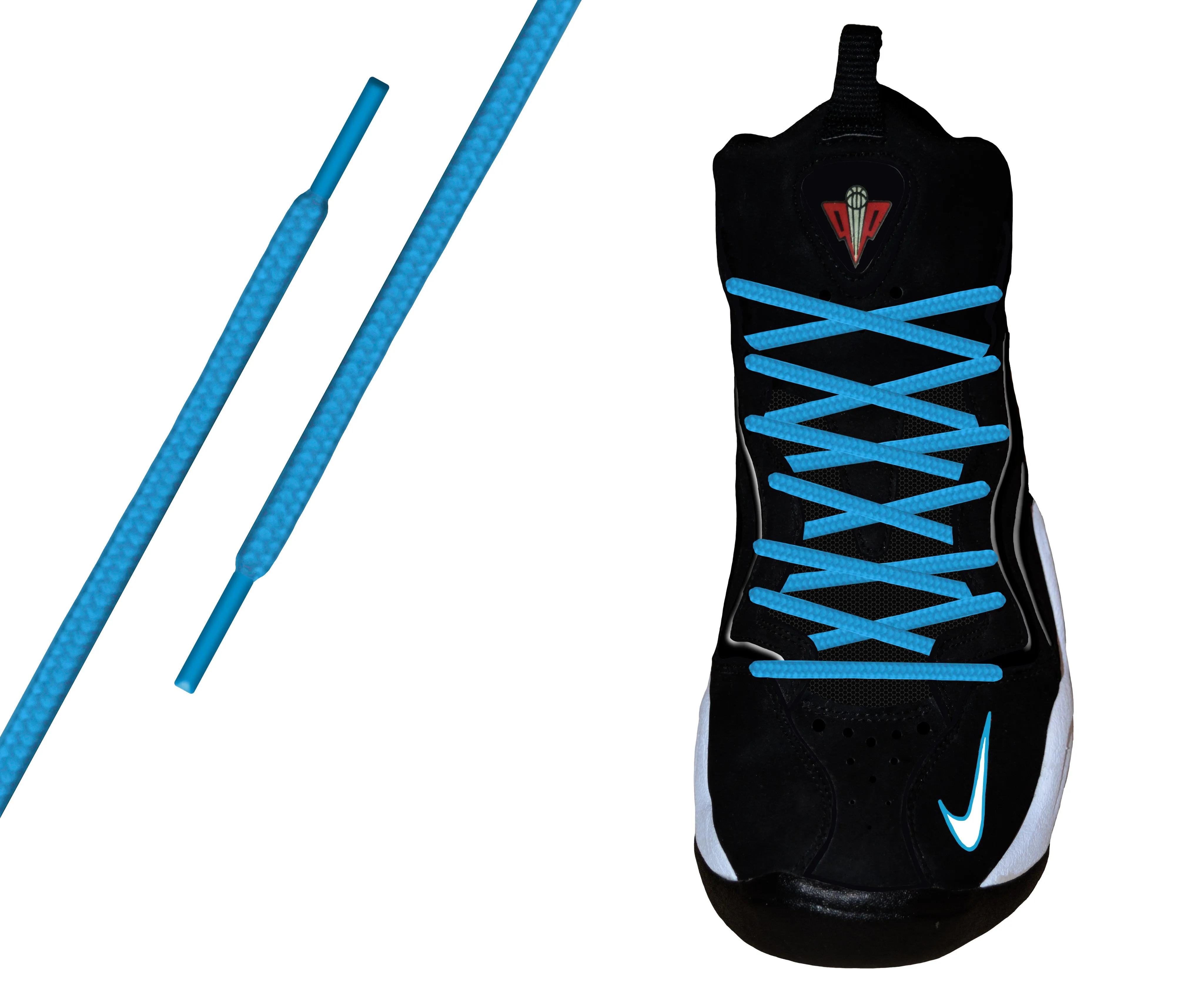 Aqua Blue Round Athletic Lace