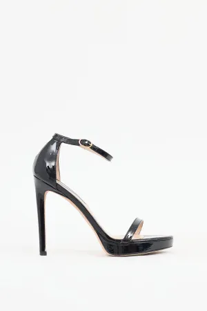Black Patent Leather Nudist Disco Sandal