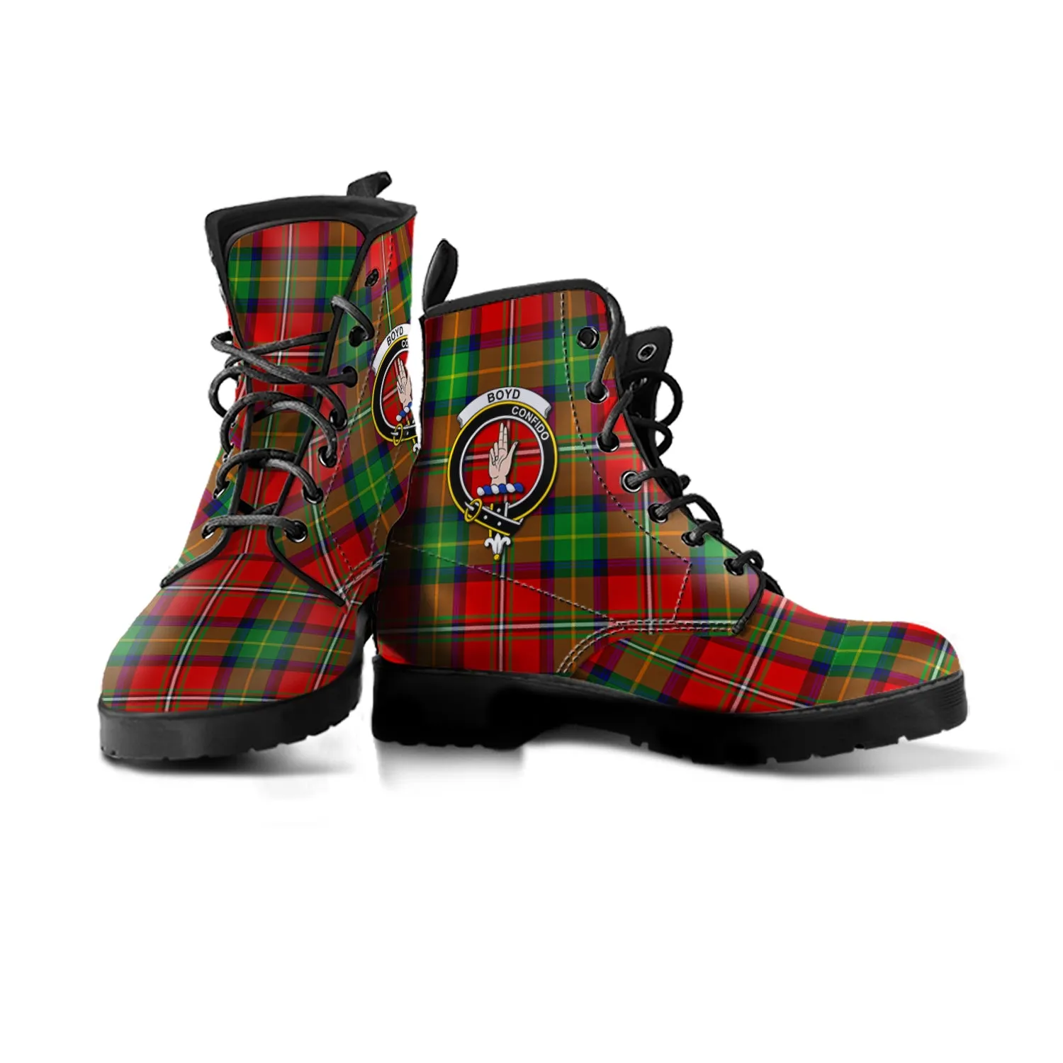 Boyd Tartan Leather Boots with Family Crest