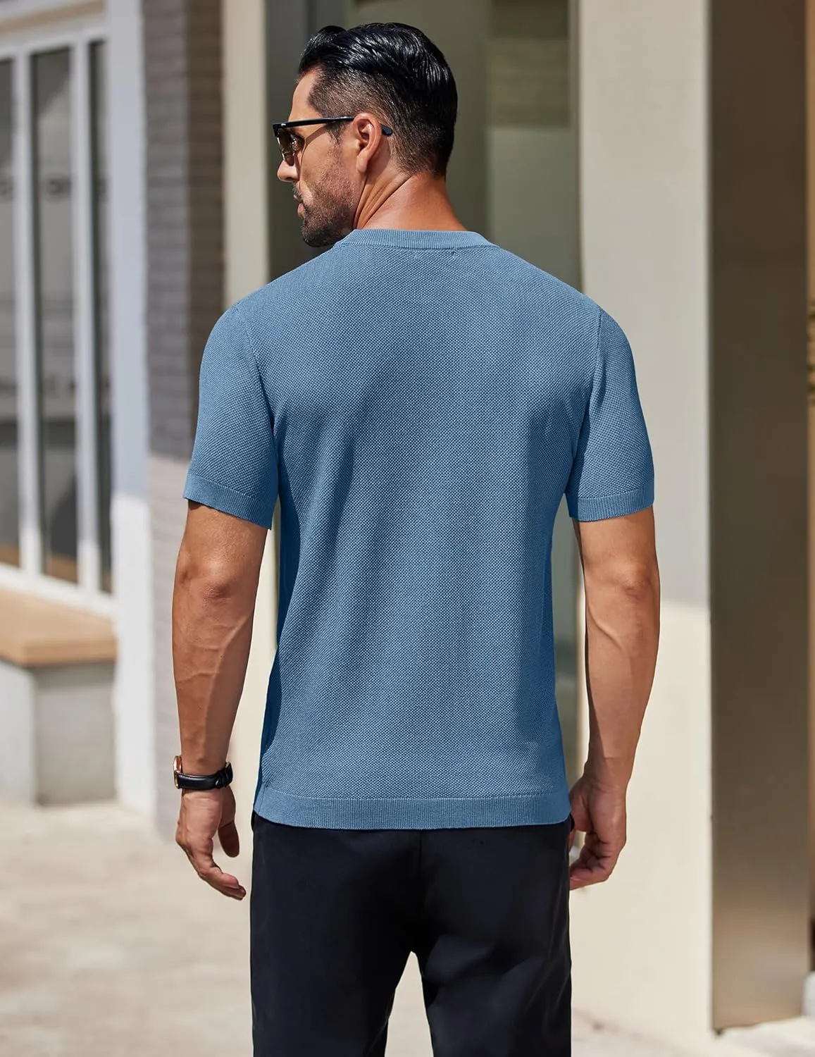 COOFANDY Men's Knit T-Shirts Short Sleeve Crewneck Shirt Casual Textured Pullover Tees