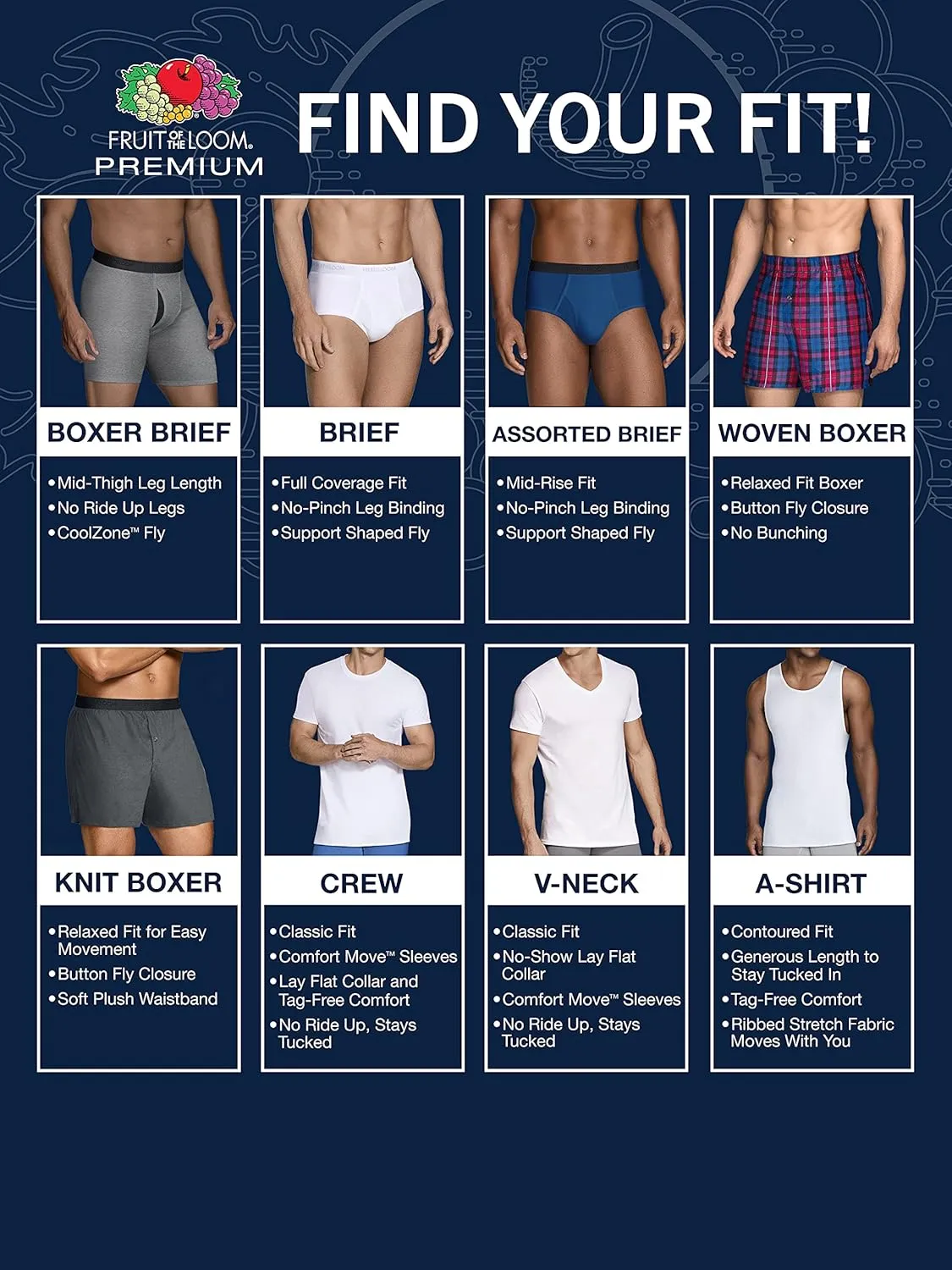 Fruit of the Loom Men's Premium Tag-Free Cotton Underwear (Regular & Big Man)