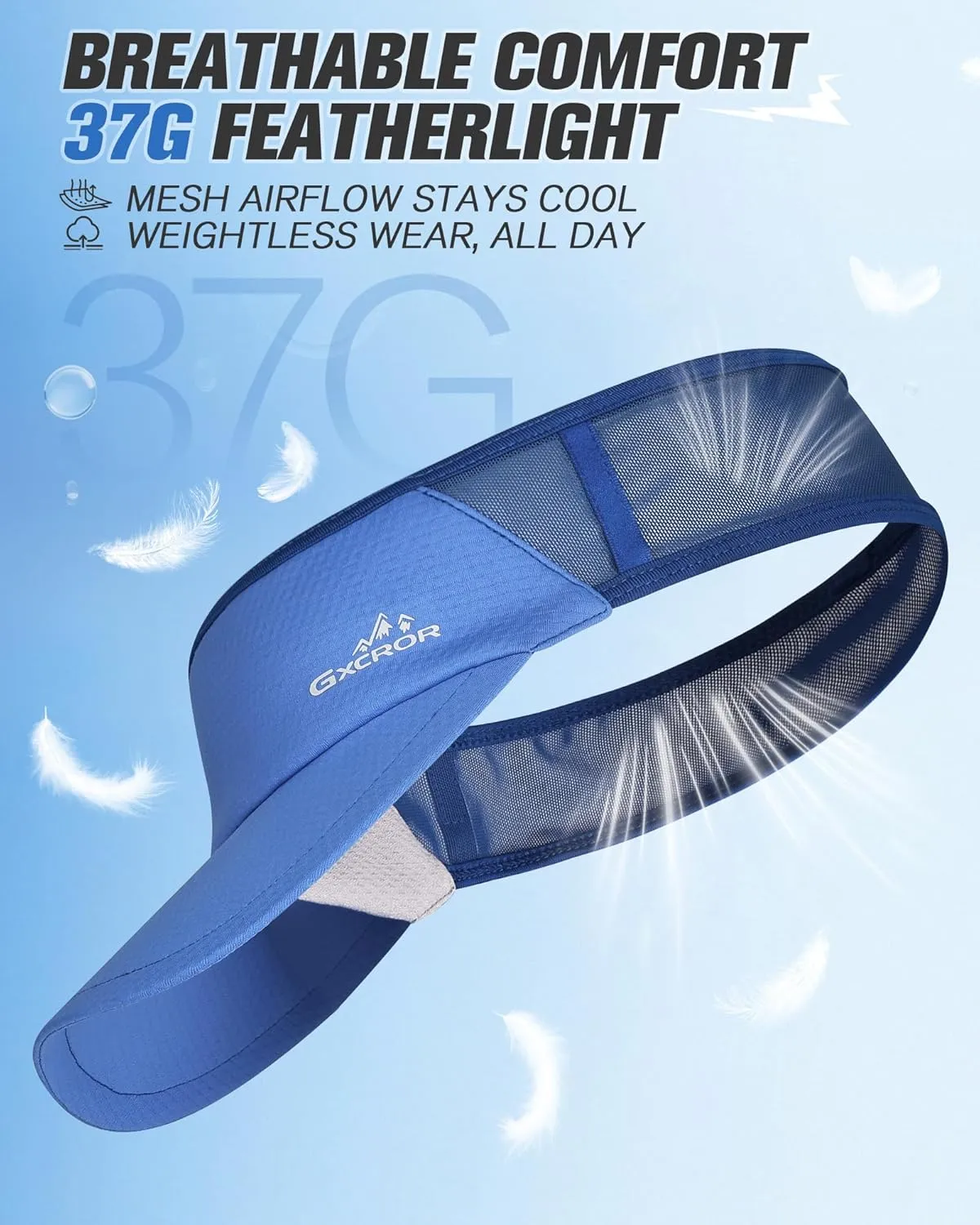 GXCROR Sports Sun Visor Hat Men Women, Lightweight Breathable Quick Dry Sports Sun Hat for Running Golf Tennis