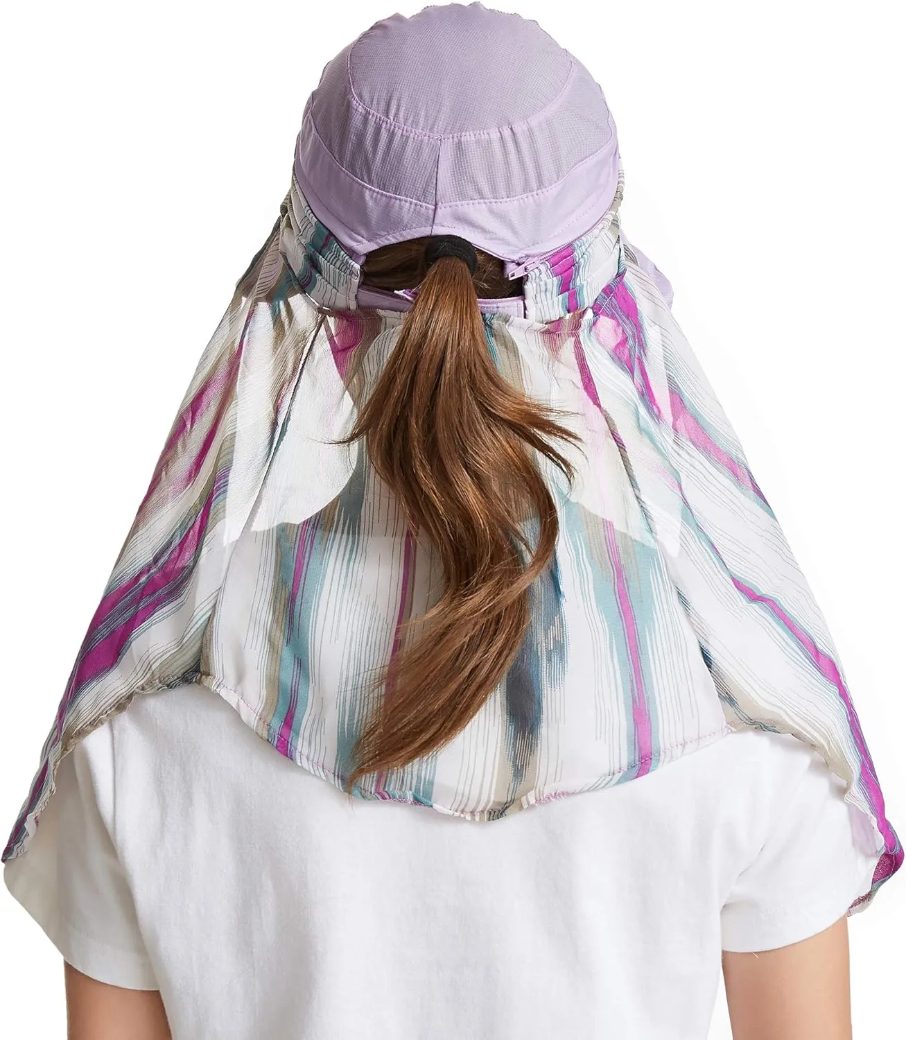 icolor Women Sun Hats UPF 50 Sun Protection Hat Summer Outdoor Neck Shield Flap Visor Hat Ponytail Hats Wide Brim Beach Hat