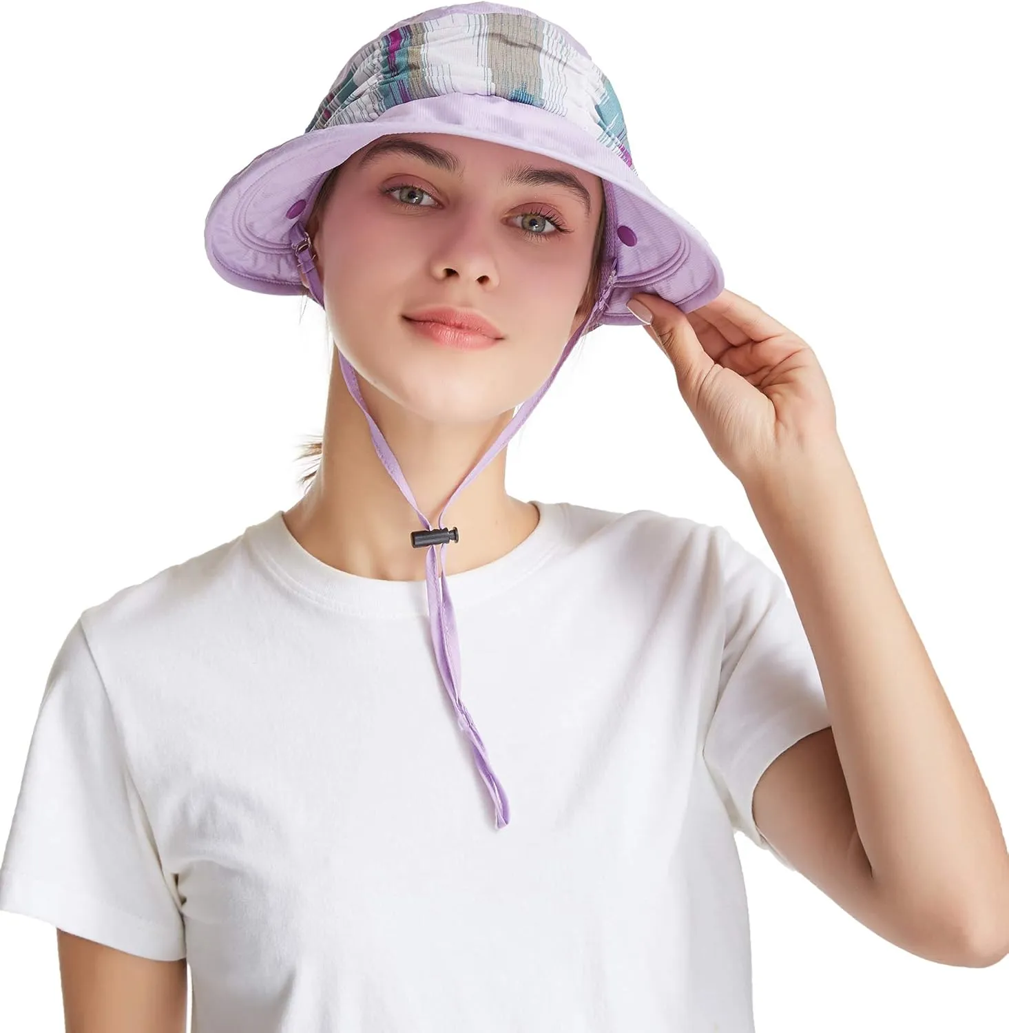 icolor Women Sun Hats UPF 50 Sun Protection Hat Summer Outdoor Neck Shield Flap Visor Hat Ponytail Hats Wide Brim Beach Hat