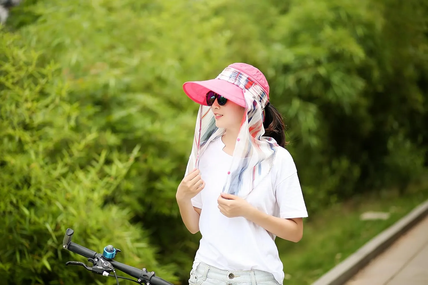 icolor Women Sun Hats UPF 50 Sun Protection Hat Summer Outdoor Neck Shield Flap Visor Hat Ponytail Hats Wide Brim Beach Hat