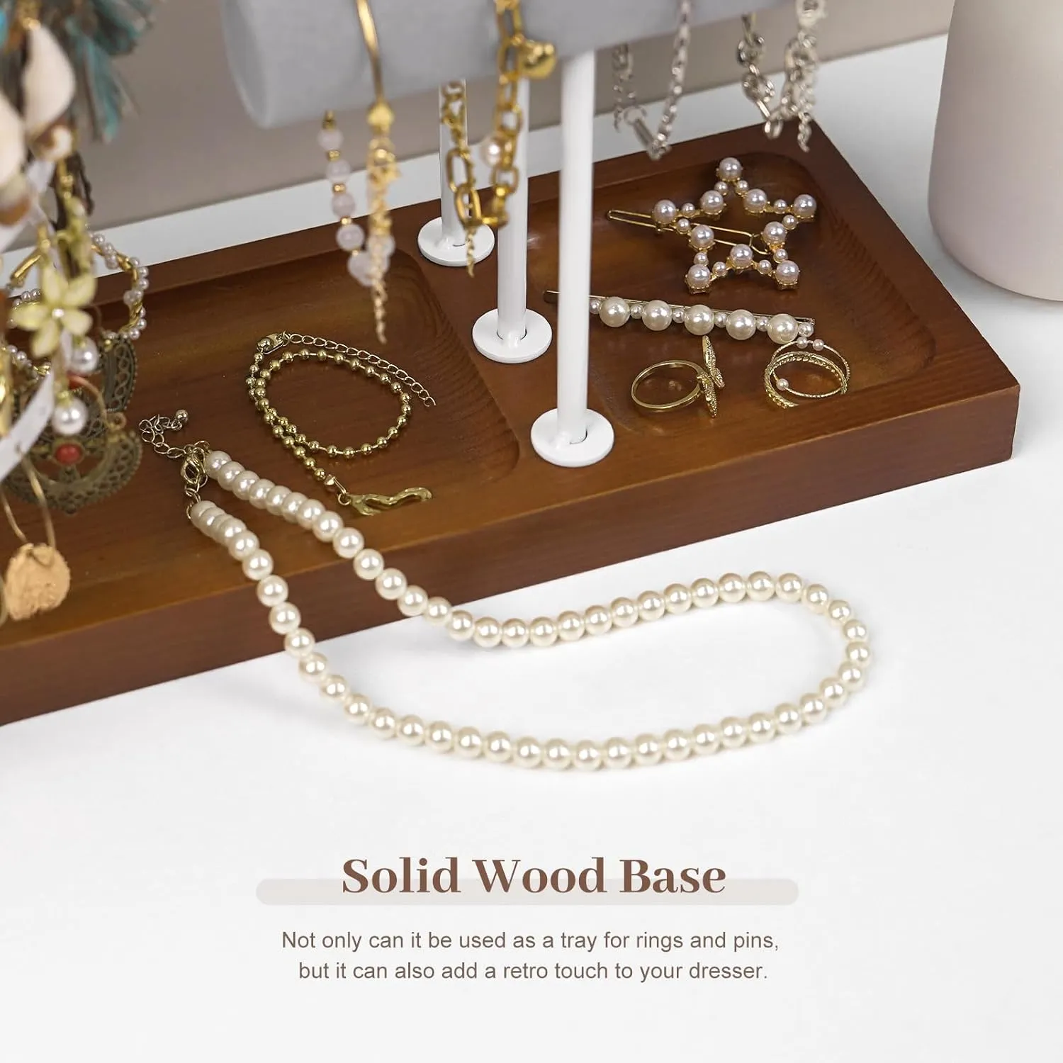 Jewelry Organizer Stand, Metal Rotating Earring Holder Organizer, Multi-Functional Adjustable Necklace Rack Holder Bracelet Watch Holder for Jewelry Earrings Ring