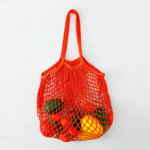 Kuber Industries Pack of 3 Grocery Bags | Reusable Storage Bags | Cotton Net Mesh Bags | Ideal for Vegetables & Fruits | Market Bag | Portable Shopping Bag | Handbags for Storage | CMG005-ORG |Orange