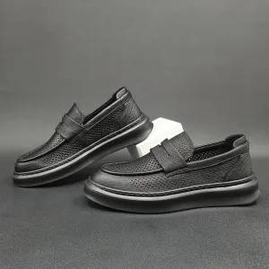 Men Minimalist Breathable Hollow Leather Casual Loafers