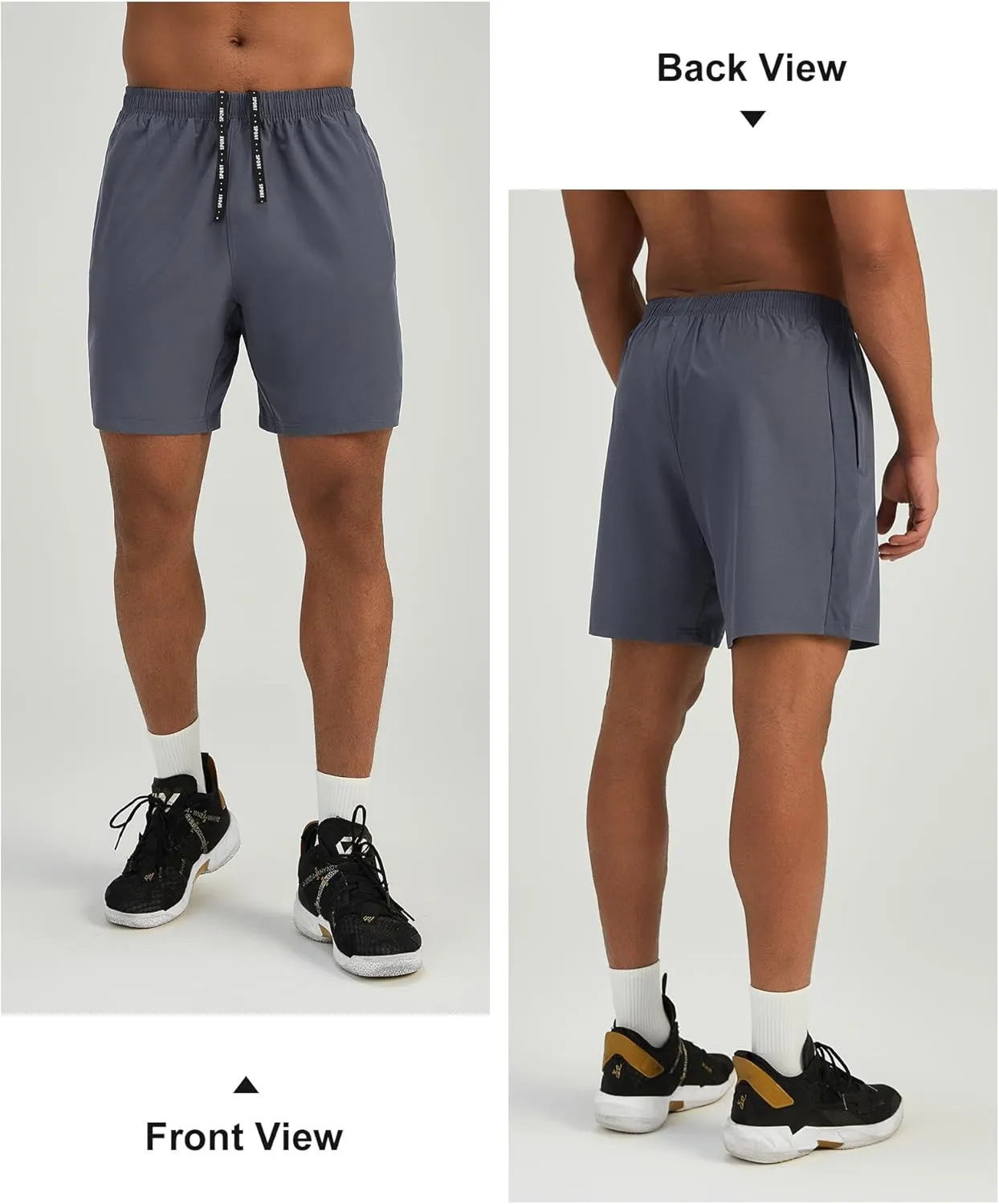Mens 7'' Lightweight Athletic Shorts Quick Dry Gym Workout Running Shorts with Zipper Pockets