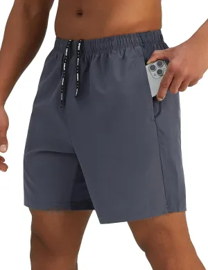 Mens 7'' Lightweight Athletic Shorts Quick Dry Gym Workout Running Shorts with Zipper Pockets