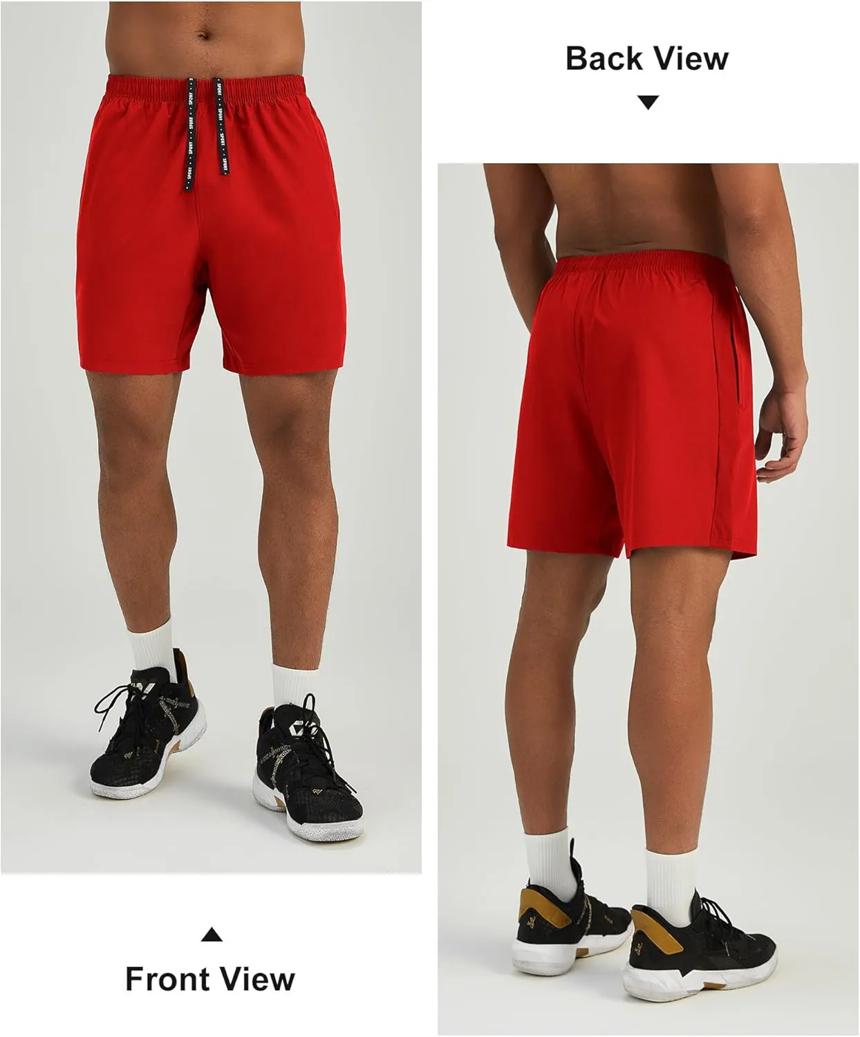 Mens 7'' Lightweight Athletic Shorts Quick Dry Gym Workout Running Shorts with Zipper Pockets