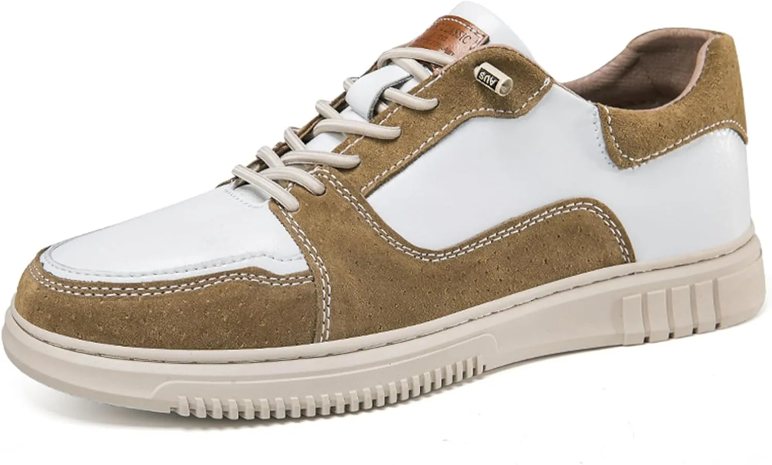 Mens Elevator Shoes Height Increase  2.3 Inch Invisible Height Boost  Suede & Leather Upper, Slip-On Style with Elastic Laces, Non-Slip Sole, Stylish Casual Leather Shoes for Men