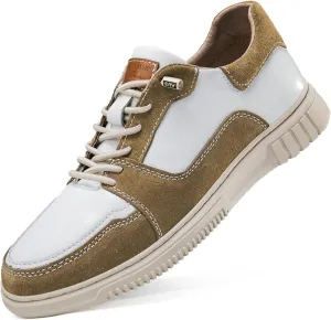 Mens Elevator Shoes Height Increase  2.3 Inch Invisible Height Boost  Suede & Leather Upper, Slip-On Style with Elastic Laces, Non-Slip Sole, Stylish Casual Leather Shoes for Men
