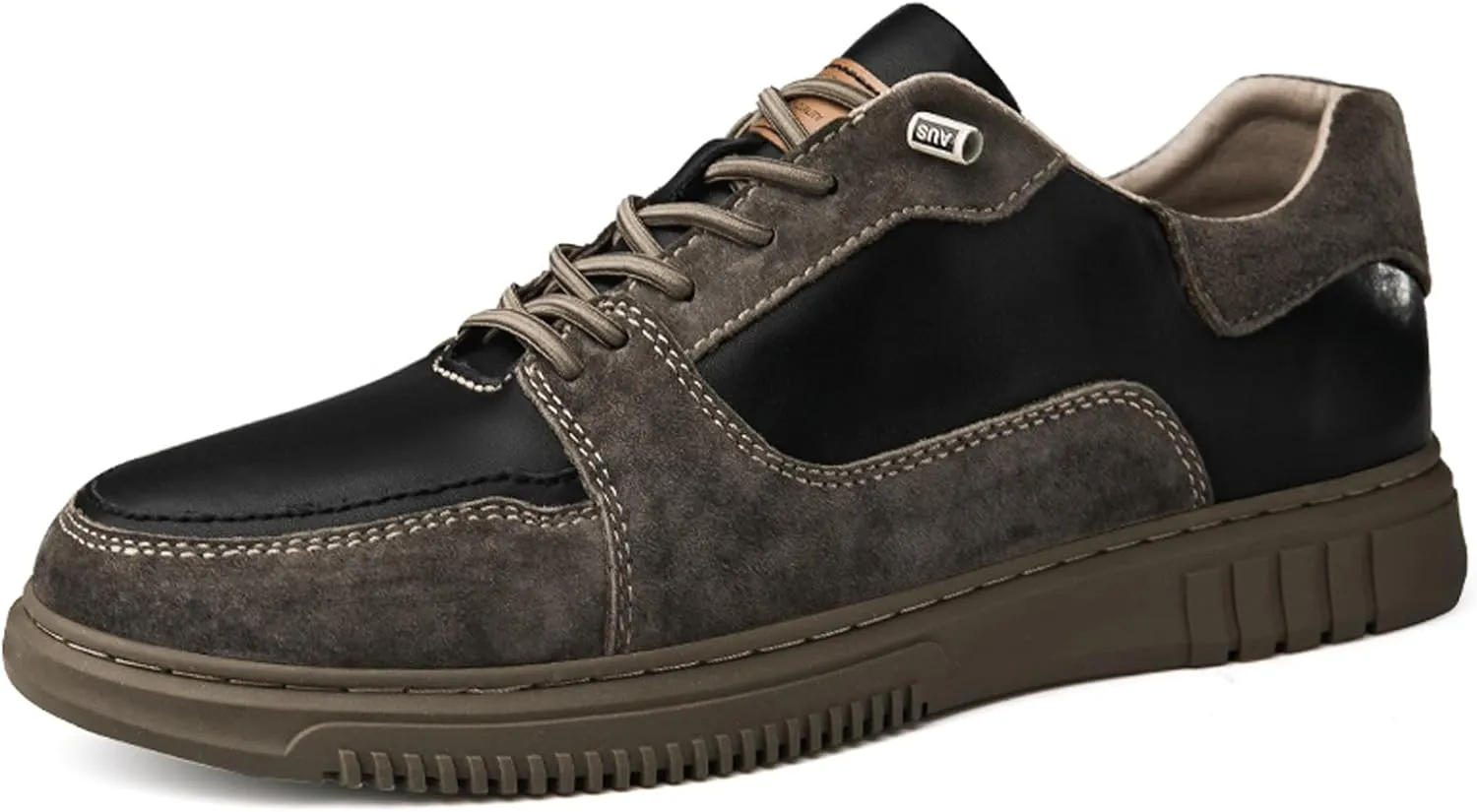 Mens Elevator Shoes Height Increase  2.3 Inch Invisible Height Boost  Suede & Leather Upper, Slip-On Style with Elastic Laces, Non-Slip Sole, Stylish Casual Leather Shoes for Men