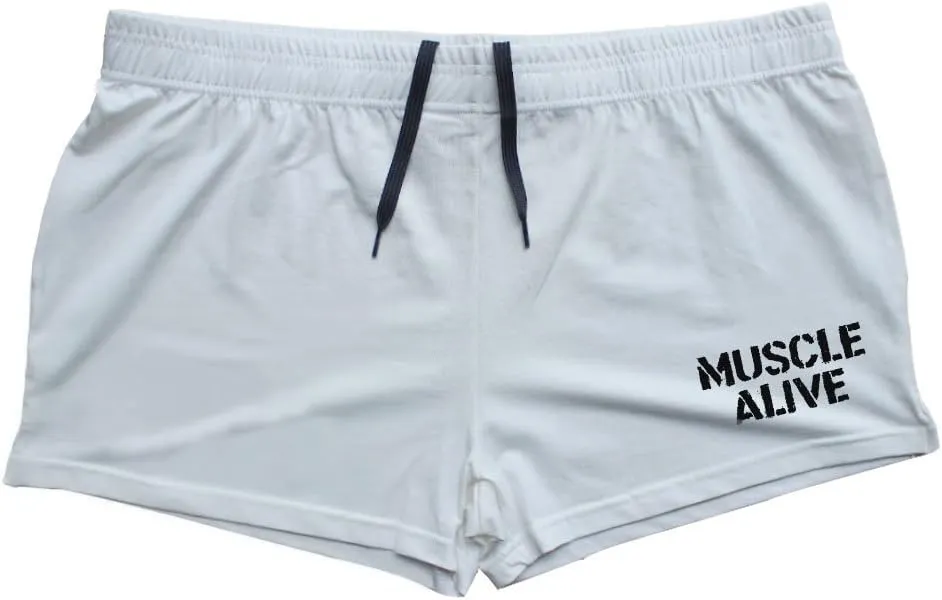 Muscle Alive Mens Bodybuilding Shorts 3" Inseam Cotton