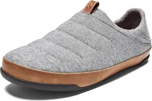 OluKai Mahana Mens Soft Cotton Slippers, Cotton Blended Jersey & Full-Grain Leather Pull Loop, Comfortable & Breathable Fit