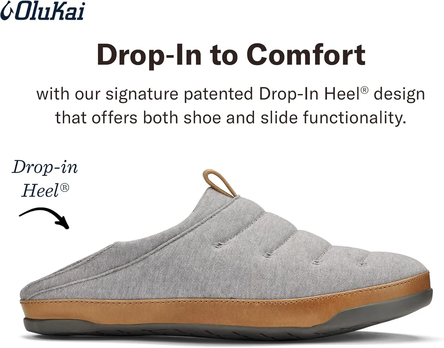 OluKai Mahana Mens Soft Cotton Slippers, Cotton Blended Jersey & Full-Grain Leather Pull Loop, Comfortable & Breathable Fit
