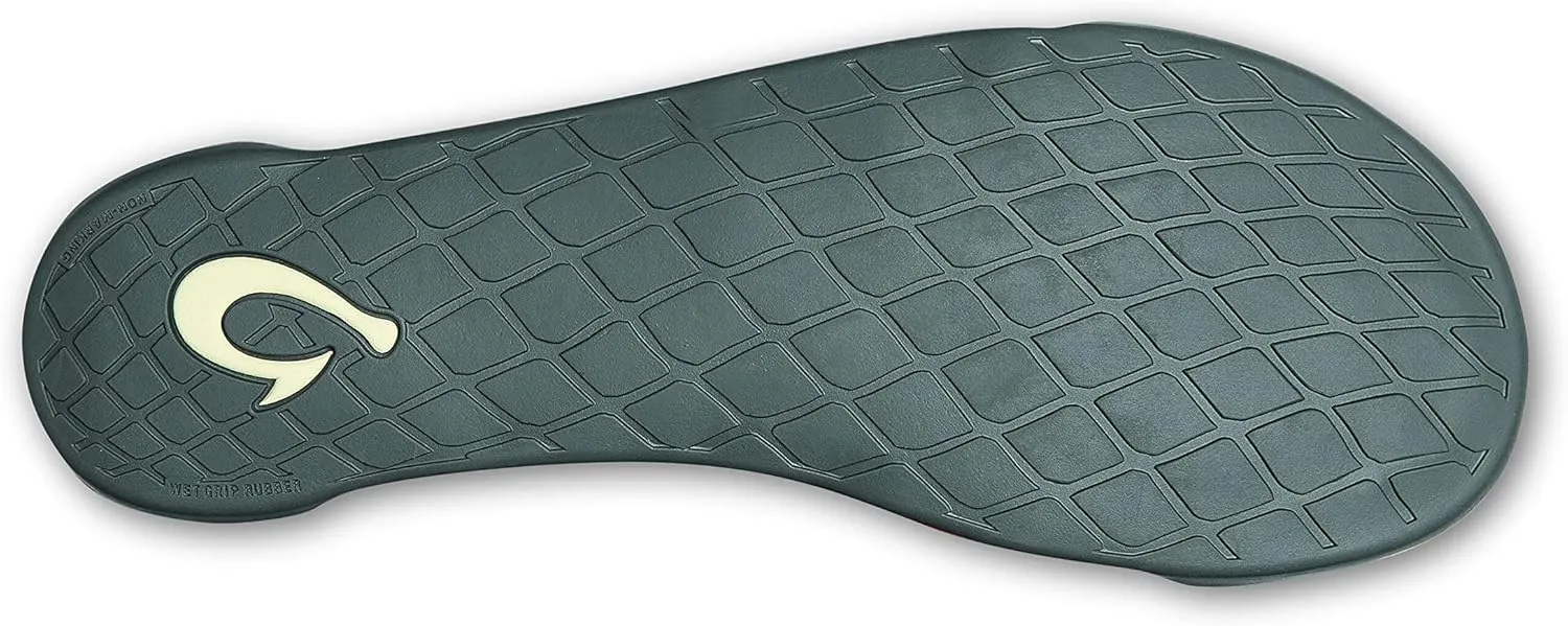 OluKai Mahana Mens Soft Cotton Slippers, Cotton Blended Jersey & Full-Grain Leather Pull Loop, Comfortable & Breathable Fit