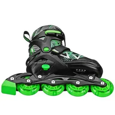 Open Box - Roller Derby Stryde Lighted Boy Adjustable Inline Skate Black/Green S