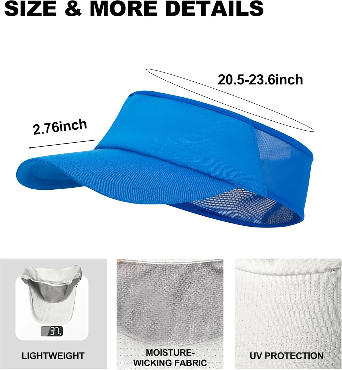 Sun Visor Hats for Men Women Lightweight Portable Stretchy Sun Hat for Running Tennis Golf