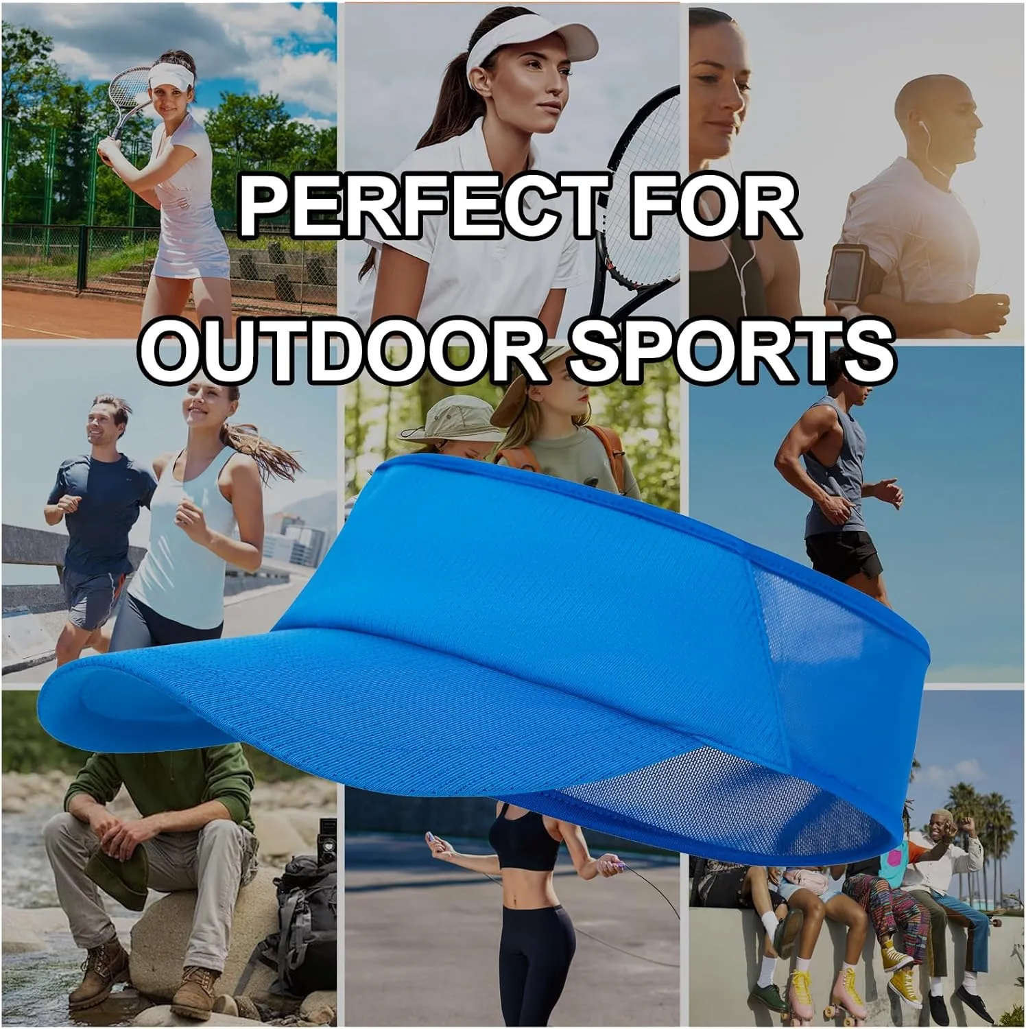 Sun Visor Hats for Men Women Lightweight Portable Stretchy Sun Hat for Running Tennis Golf