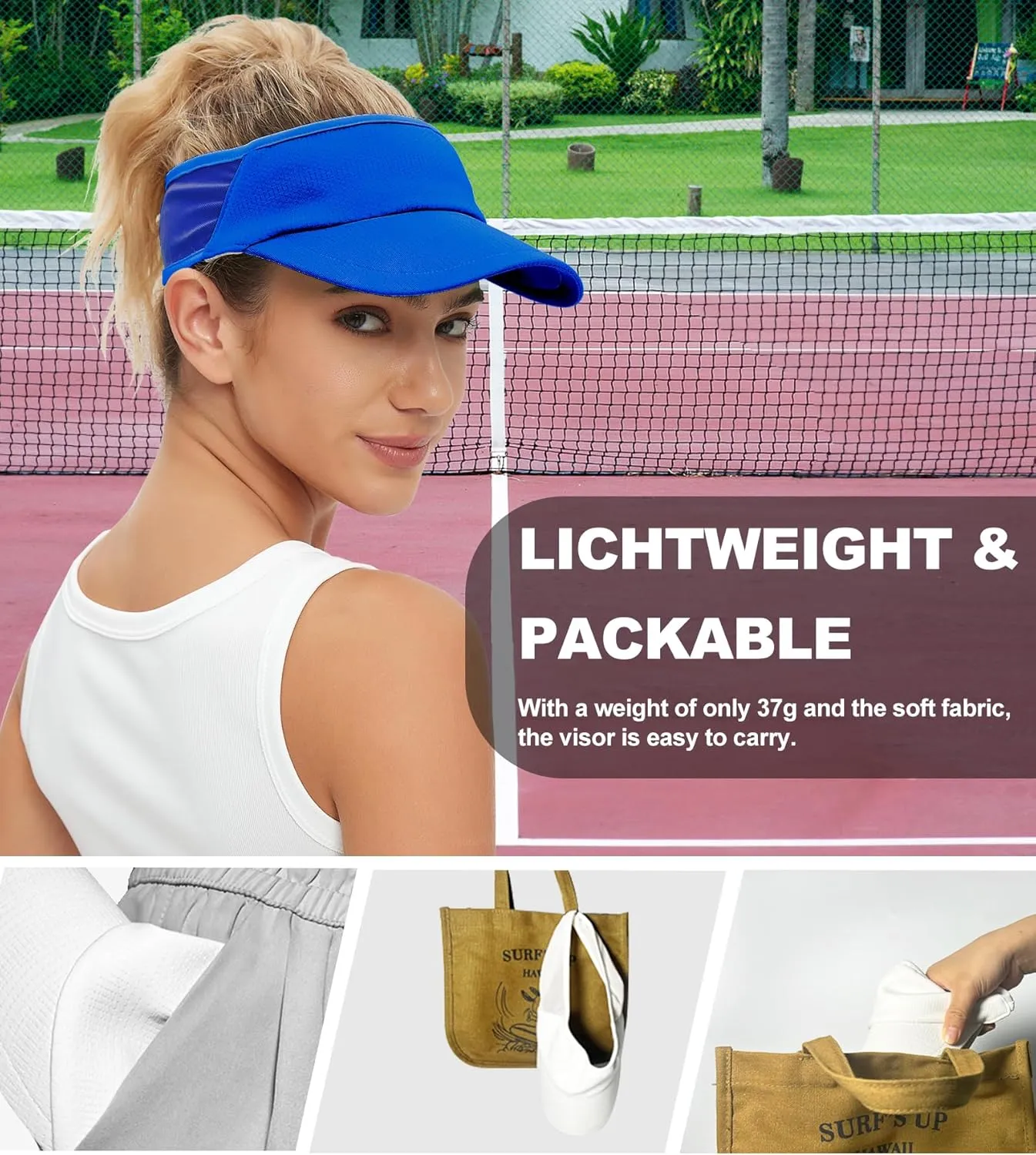 Sun Visor Hats for Men Women Lightweight Portable Stretchy Sun Hat for Running Tennis Golf