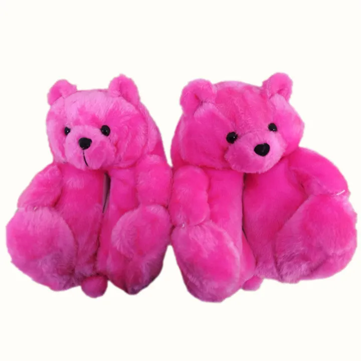 Teddy Bear Slippers Floor Home Plush Thick Cotton Warm Shoes