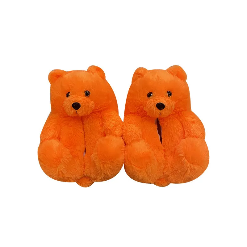 Teddy Bear Slippers Floor Home Plush Thick Cotton Warm Shoes