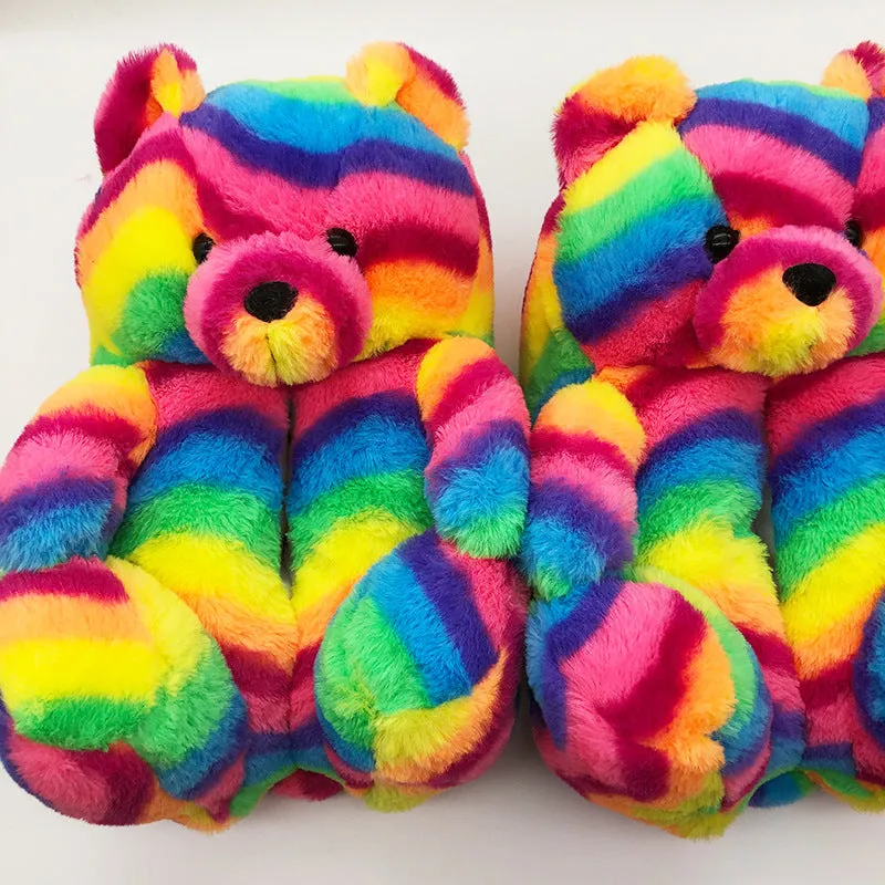 Teddy Bear Slippers Floor Home Plush Thick Cotton Warm Shoes